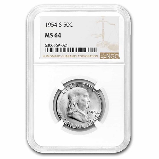 1954-S Franklin Half Dollar MS-64 NGC 1954-S Franklin Half Dollar MS-64 NGC