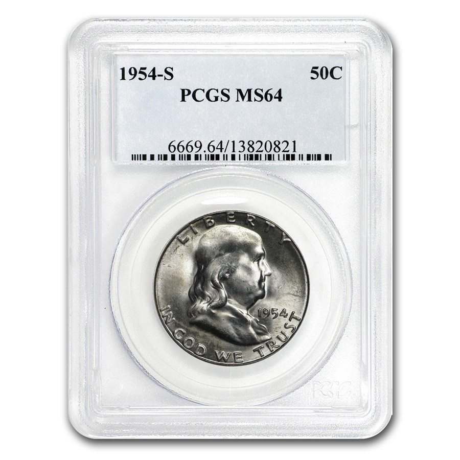 1954-S Franklin Half Dollar MS-64 PCGS