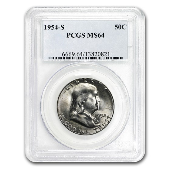 1954-S Franklin Half Dollar MS-64 PCGS 1954-S Franklin Half Dollar MS-64 PCGS
