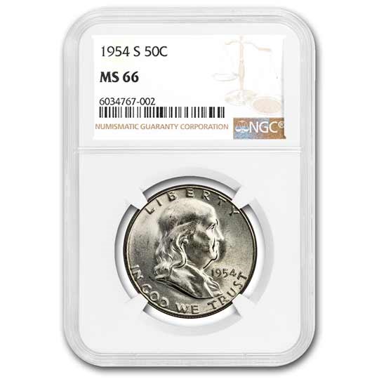 1954-S Franklin Half Dollar MS-66 NGC 1954-S Franklin Half Dollar MS-66 NGC