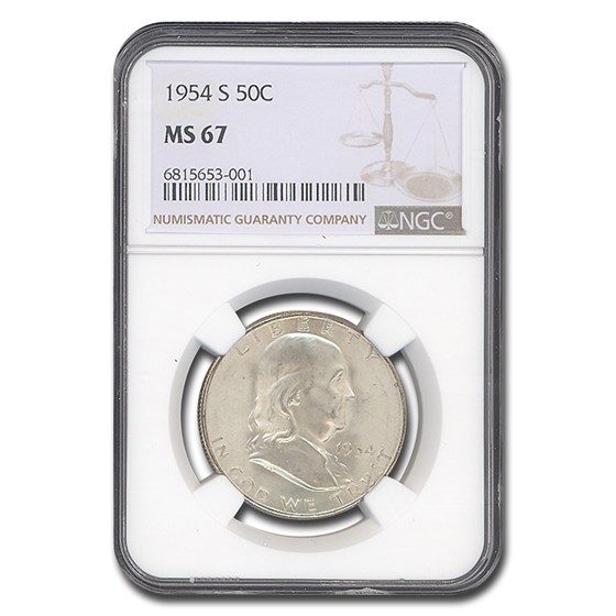 1954-S Franklin Half Dollar MS-67 NGC 1954-S Franklin Half Dollar MS-67 NGC