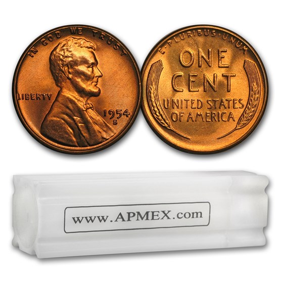 1954-S Lincoln Cent 50-Coin Roll BU 1954-S Lincoln Cent 50-Coin Roll BU