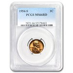 1954-S Lincoln Cent MS-66 PCGS (Red)
