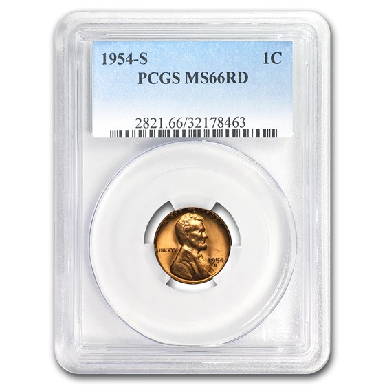 1954-S Lincoln Cent MS-66 PCGS (Red)