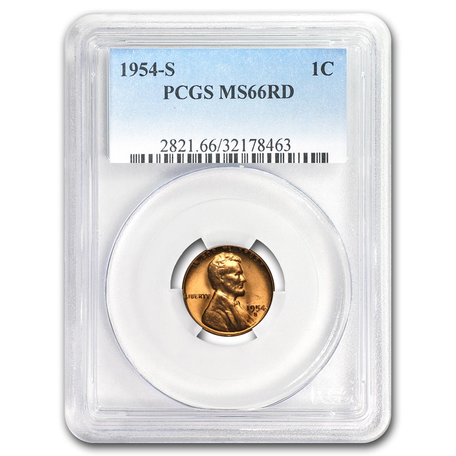 1954-S Lincoln Cent MS-66 PCGS (Red)
