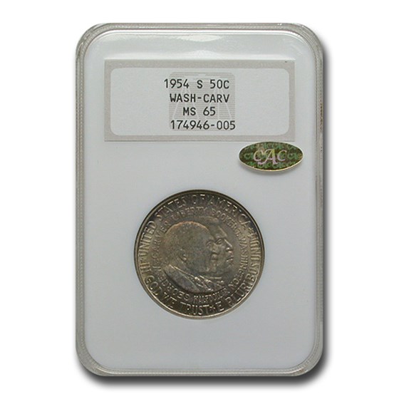 1954-S Washington-Carver Commemorative Half Dollar MS-65 NGC CAC 1954-S Washington-Carver Commemorative Half Dollar MS-65 NGC CAC