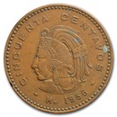1955-1959 Mexico Bronze 50 Centavos Avg Circ