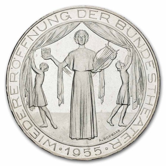 1955 Austria Silver 25 Schilling National Theater Proof