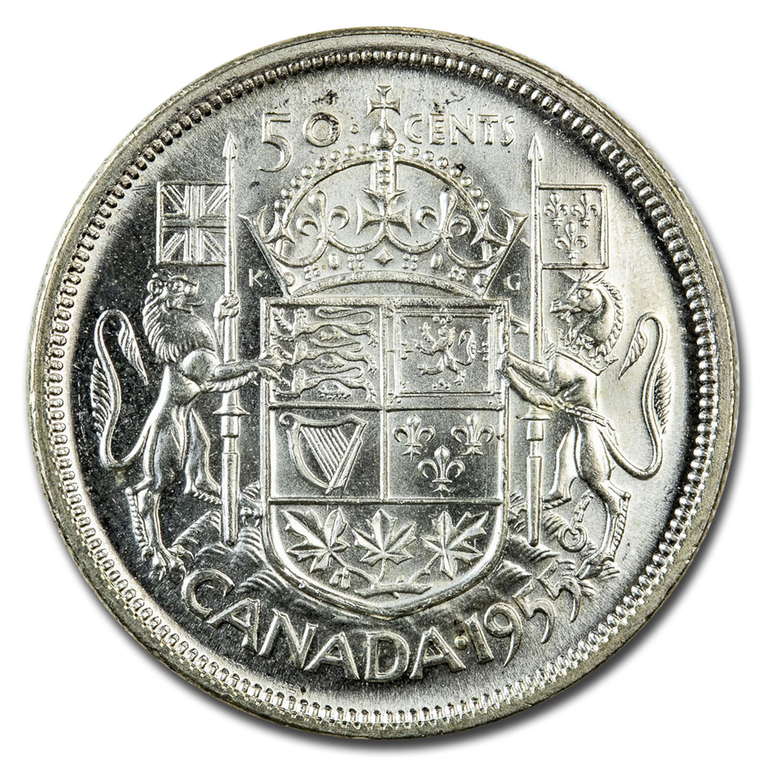 Buy 1955 Canada Silver 50 Cents Elizabeth II BU/Prooflike | APMEX
