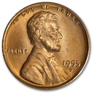 1955-D Lincoln Cent BU (Red)