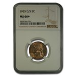 1955-D/S Jefferson Nickel MS-66+ NGC