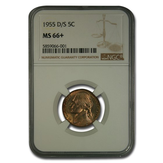 1955-D/S Jefferson Nickel MS-66+ NGC