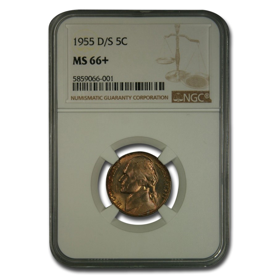1955-D/S Jefferson Nickel MS-66+ NGC