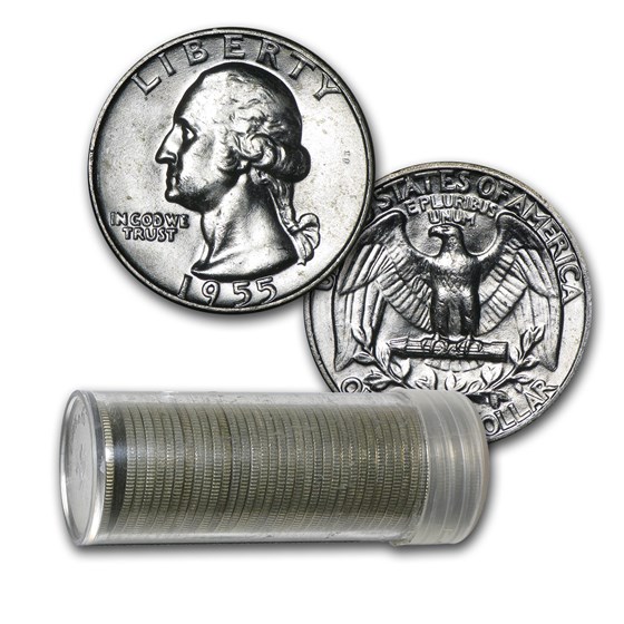 1955-D Washington Quarter 40-Coin Roll BU 1955-D Washington Quarter 40-Coin Roll BU