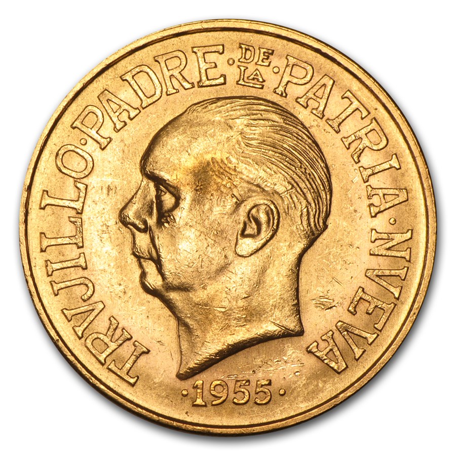 1955 Dominican Republic Gold 30 Pesos AU