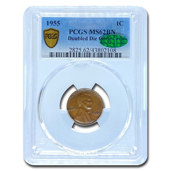 1955 Doubled Die Obverse Lincoln Cent MS-62 PCGS CAC (Brown) 1955 Doubled Die Obverse Lincoln Cent MS-62 PCGS CAC (Brown)