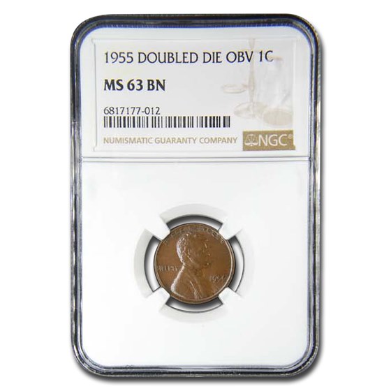 1955 Doubled Die Obverse Lincoln Cent MS-63 NGC (Brown) 1955 Doubled Die Obverse Lincoln Cent MS-63 NGC (Brown)