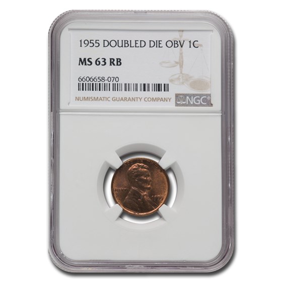 1955 Doubled Die Obverse Lincoln Cent MS-63 NGC (Red/Brown) 1955 Doubled Die Obverse Lincoln Cent MS-63 NGC (Red/Brown)