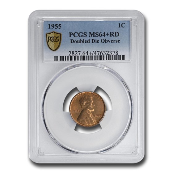 1955 Doubled Die Obverse Lincoln Cent MS-64+ PCGS (Red) 1955 Doubled Die Obverse Lincoln Cent MS-64+ PCGS (Red)