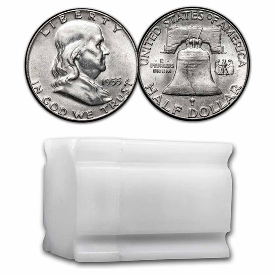 1955 Franklin Half Dollar 20-Coin Roll Avg Circ 1955 Franklin Half Dollar 20-Coin Roll Avg Circ