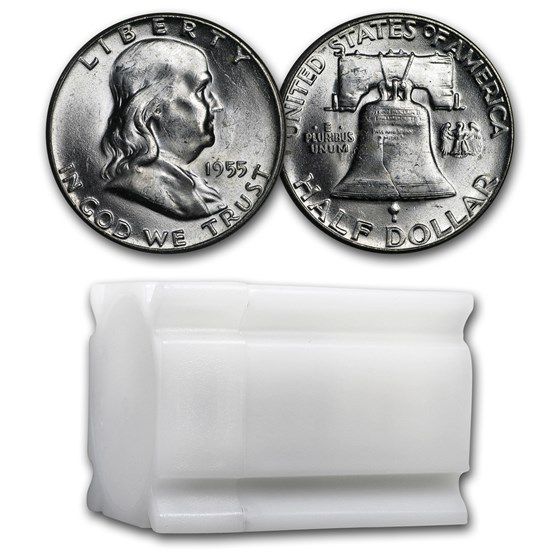 1955 Franklin Half Dollar 20-Coin Roll BU (Bugs Bunny Variety) 1955 Franklin Half Dollar 20-Coin Roll BU (Bugs Bunny Variety)