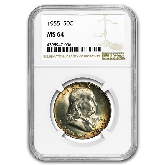 1955 Franklin Half Dollar MS-64 NGC 1955 Franklin Half Dollar MS-64 NGC