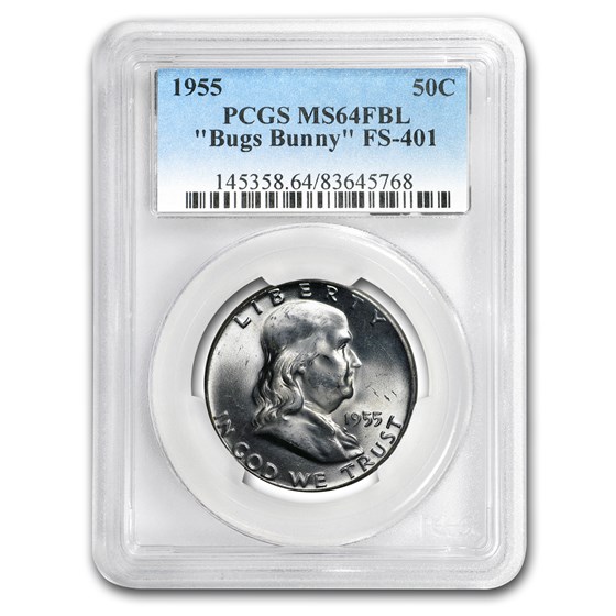 1955 Franklin Half Dollar MS-64 PCGS (FBL, FS-401, Bugs Bunny)