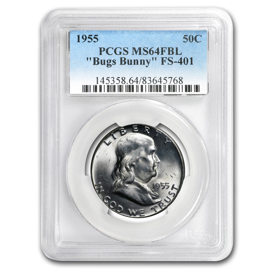 1955 Franklin Half Dollar MS-64 PCGS (FBL, FS-401, Bugs Bunny)