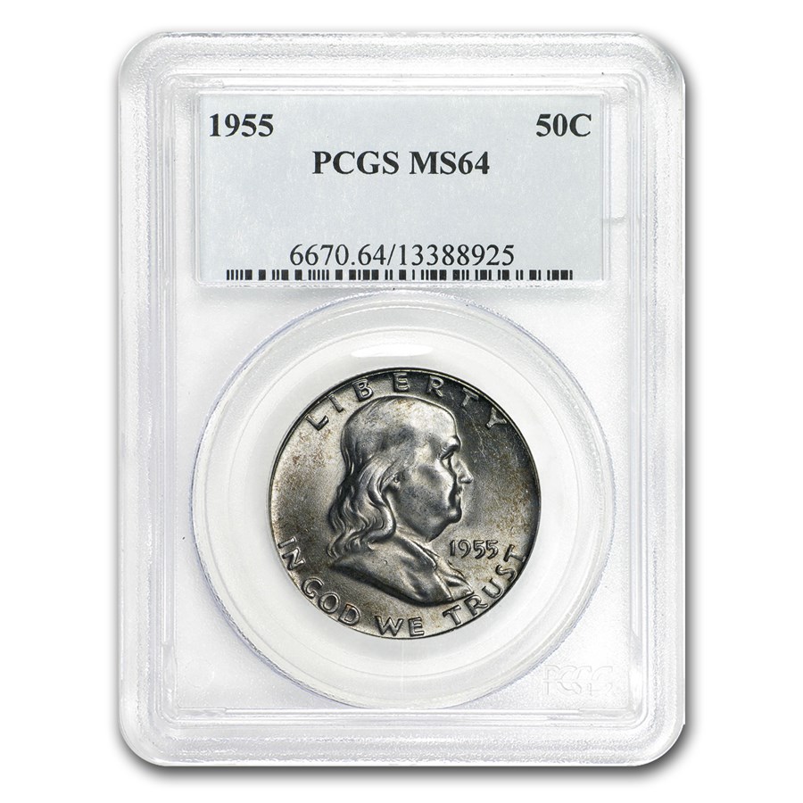 1955 Franklin Half Dollar MS-64 PCGS