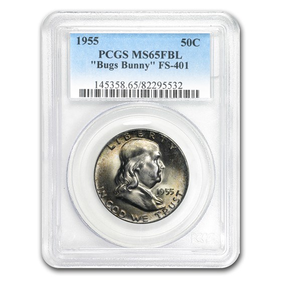 1955 Franklin Half Dollar MS-65 PCGS (FBL, Bugs Bunny)