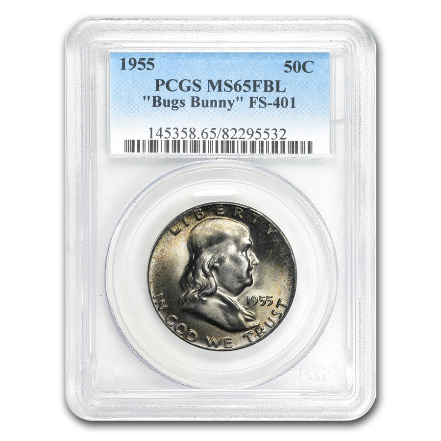 1955 Franklin Half Dollar MS-65 PCGS (FBL, Bugs Bunny)