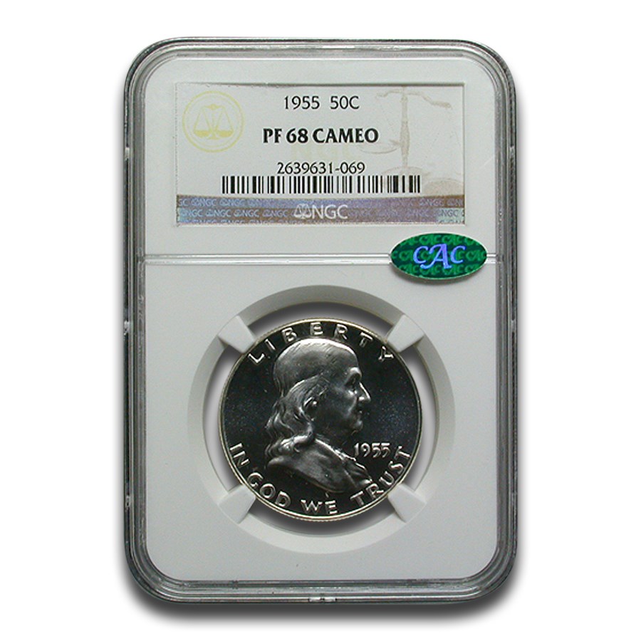 1955 Franklin Half Dollar PF-68 Cameo NGC CAC