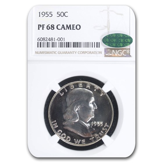 1955 Franklin Half Dollar PF-68 Cameo NGC CAC 1955 Franklin Half Dollar PF-68 Cameo NGC CAC