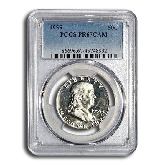 1955 Franklin Half Dollar PR-67 Cameo PCGS 1955 Franklin Half Dollar PR-67 Cameo PCGS
