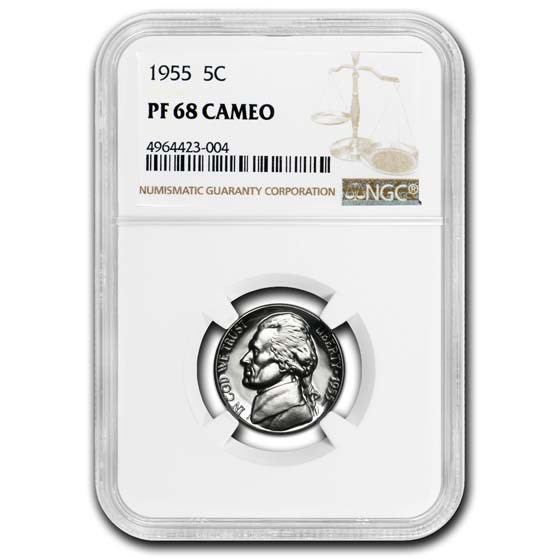 1955 Jefferson Nickel PF-68 Cameo NGC 1955 Jefferson Nickel PF-68 Cameo NGC