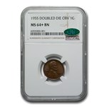 1955 Lincoln Cent Double Die Obverse MS-64+ NGC CAC (Brown)