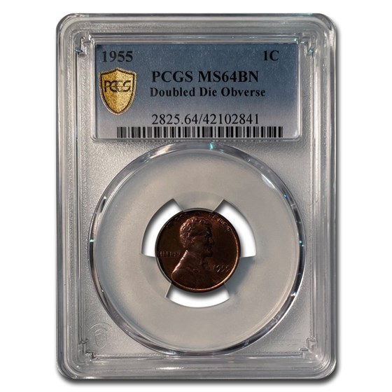 1955 Lincoln Cent Double Die Obverse MS-64 PCGS (Brown)