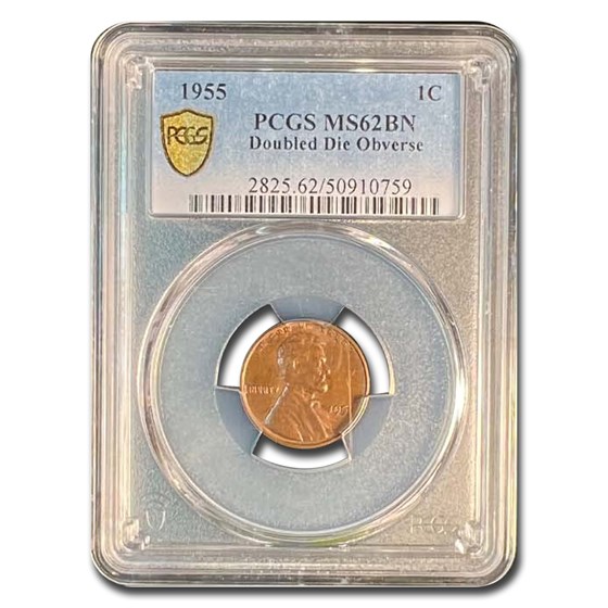 1955 Lincoln Cent Doubled Die MS-62 PCGS (Brown) 1955 Lincoln Cent Doubled Die MS-62 PCGS (Brown)
