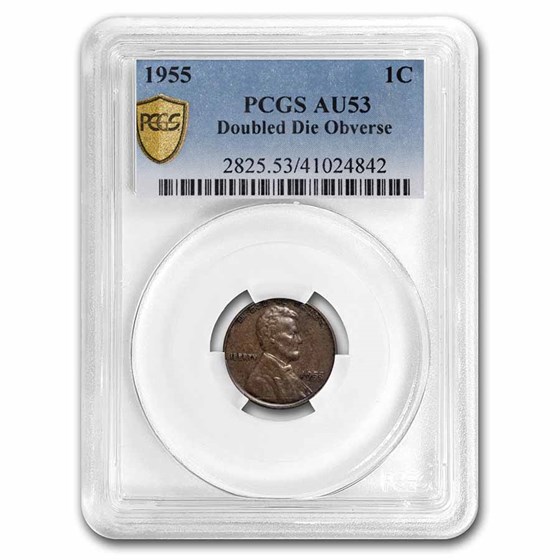 1955 Lincoln Cent Doubled Die Obverse AU-53 PCGS 1955 Lincoln Cent Doubled Die Obverse AU-53 PCGS