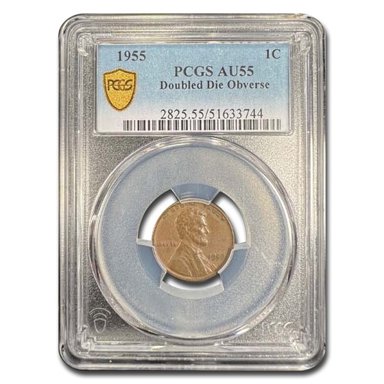 1955 Lincoln Cent Doubled Die Obverse AU-55 PCGS 1955 Lincoln Cent Doubled Die Obverse AU-55 PCGS