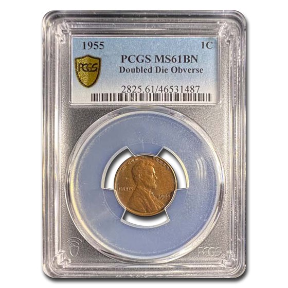 1955 Lincoln Cent Doubled Die Obverse MS-61 PCGS (Brown) 1955 Lincoln Cent Doubled Die Obverse MS-61 PCGS (Brown)