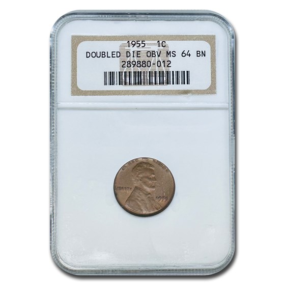 1955 Lincoln Cent Doubled Die Obverse MS-64 BN NGC