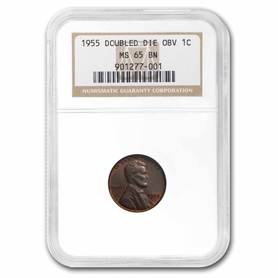 1955 Lincoln Cent Doubled Die Obverse MS-65 NGC (Brown)