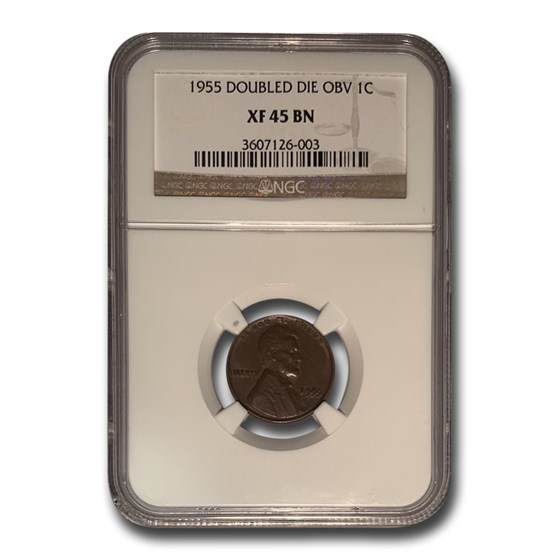 1955 Lincoln Cent Doubled Die Obverse XF-45 NGC (Brown)