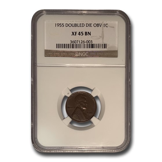 1955 Lincoln Cent Doubled Die Obverse XF-45 NGC (Brown) 1955 Lincoln Cent Doubled Die Obverse XF-45 NGC (Brown)