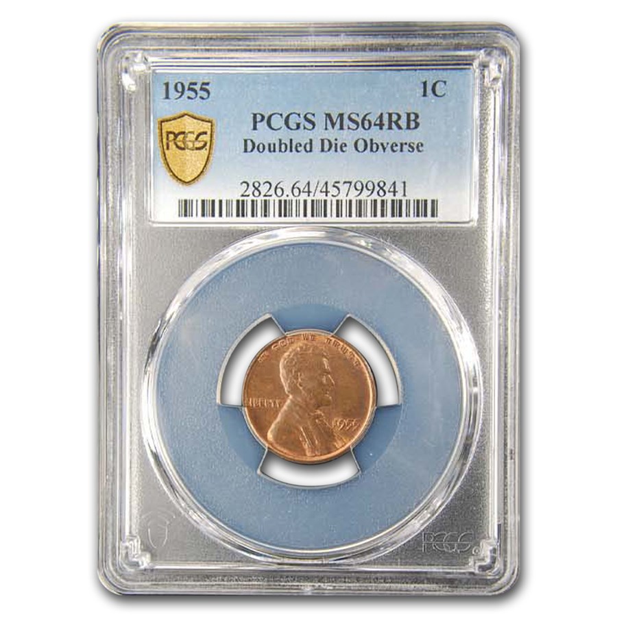 1955 Lincoln Cent MS-64 PCGS (Red/Brown, Doubled Die Obverse)