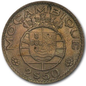 1955 Mozambique 2.5 Escudos BU 1955 Mozambique 2.5 Escudos BU
