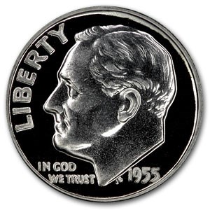 1955 Roosevelt Dime Gem Proof 1955 Roosevelt Dime Gem Proof