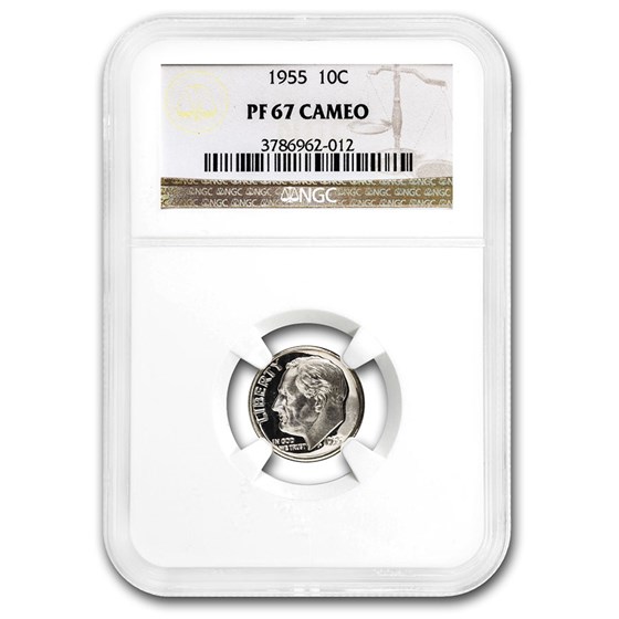 1955 Roosevelt Dime PF-67 Cameo NGC 1955 Roosevelt Dime PF-67 Cameo NGC
