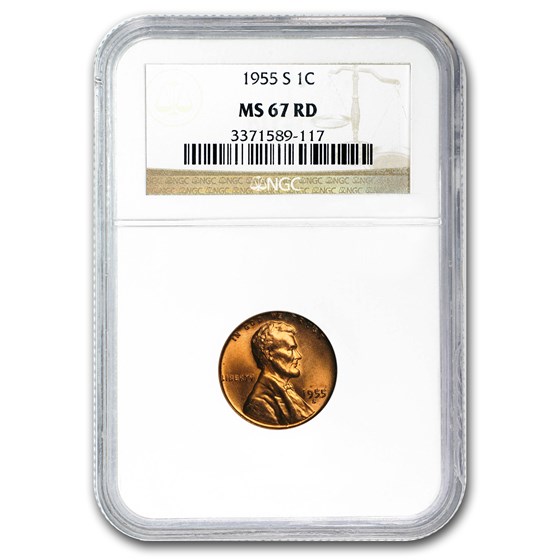 1955-S Lincoln Cent MS-67 NGC (Red)